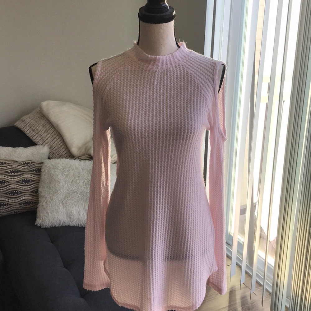 Blush cold shoulder sweater